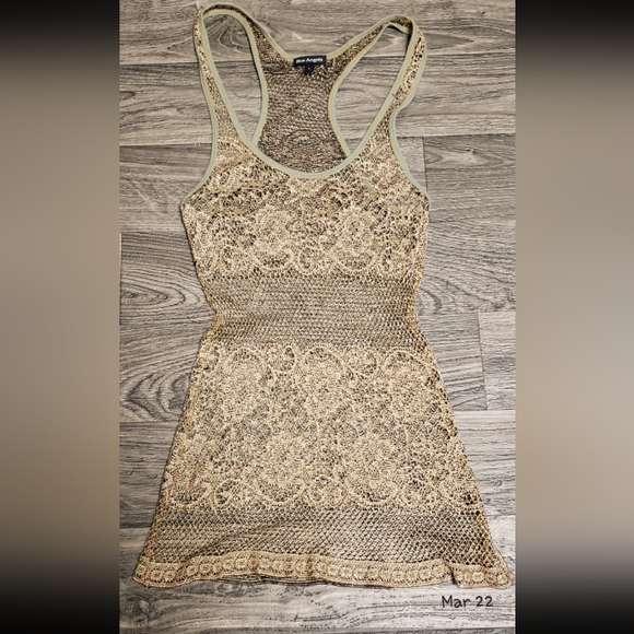 BLUE ANGEL Racerback Metallic Lace Tank | Size Small - Picture 2 of 3
